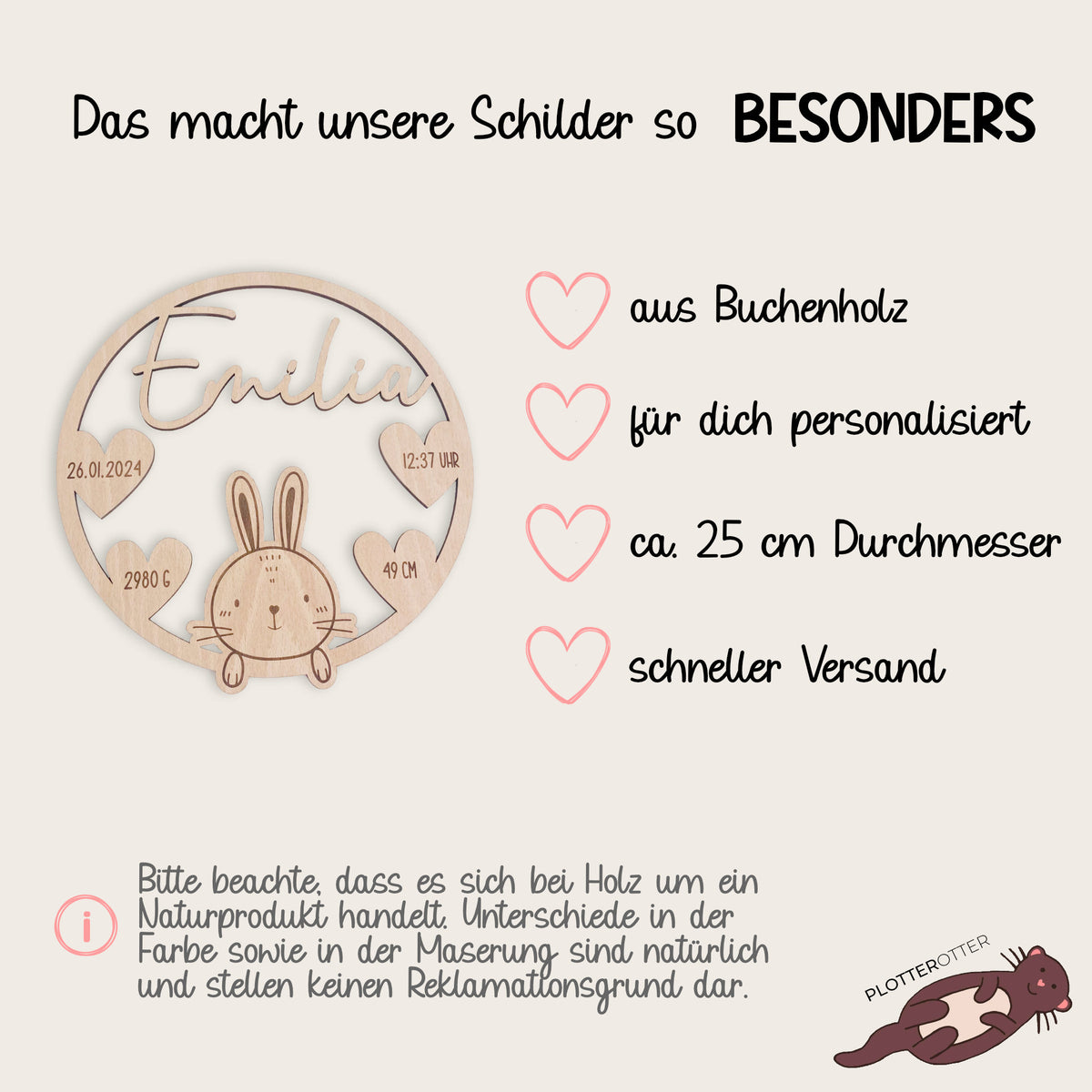 Geburtsschild Hase
