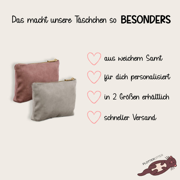 Kosmetiktasche mit Namen Samt