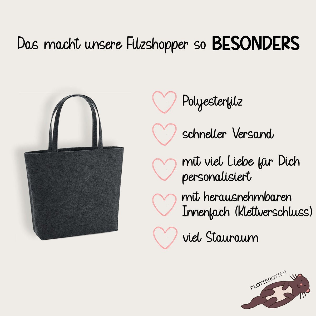 Filzshopper Kollegin mit Herz