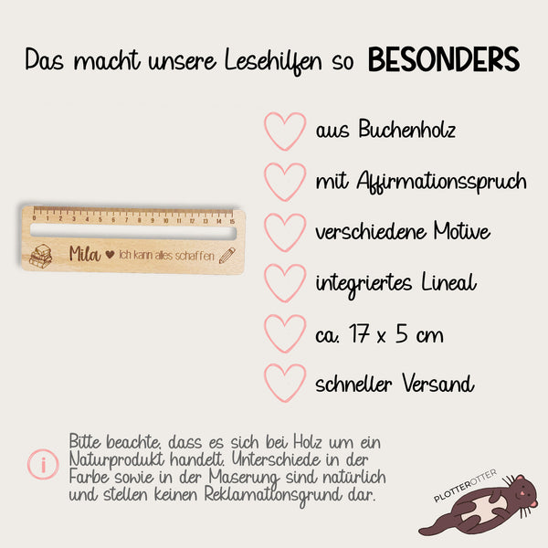 personalisierte Lesehilfe inkl. Lineal - Affirmation