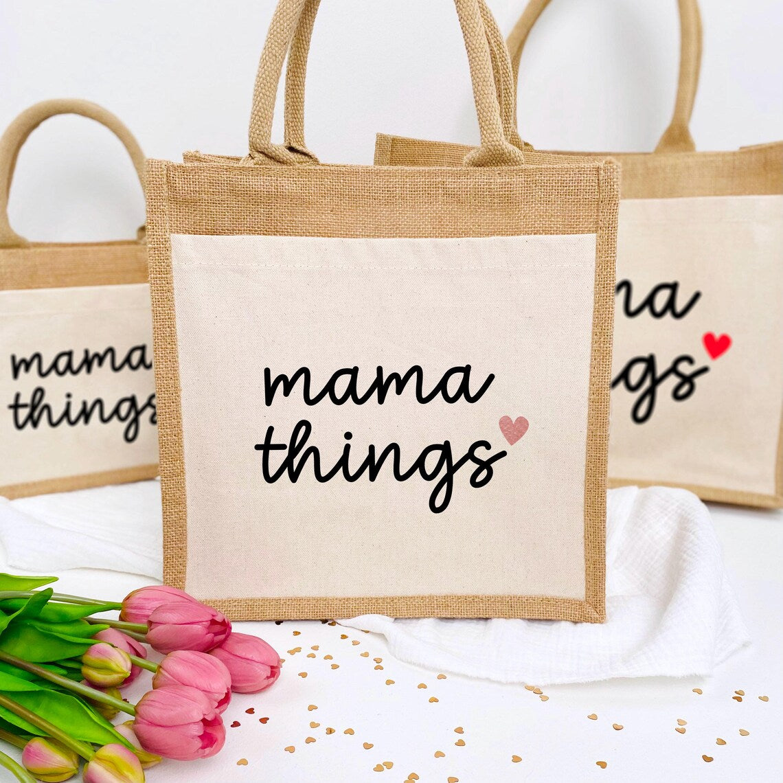 Tasche mama things Jute/Baumwolle