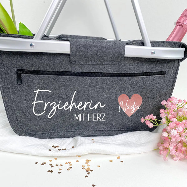 Einkaufskorb Erzieherin mit Herz