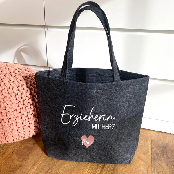 Filzshopper Erzieherin mit Herz