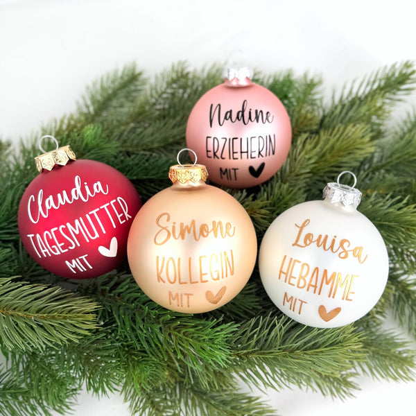 Weihnachtskugel Berufe mit Herz