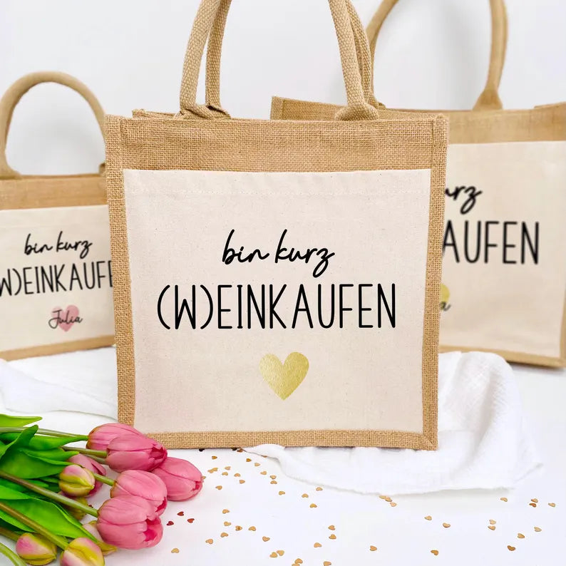 Tasche Weinkaufen Jute/Baumwolle