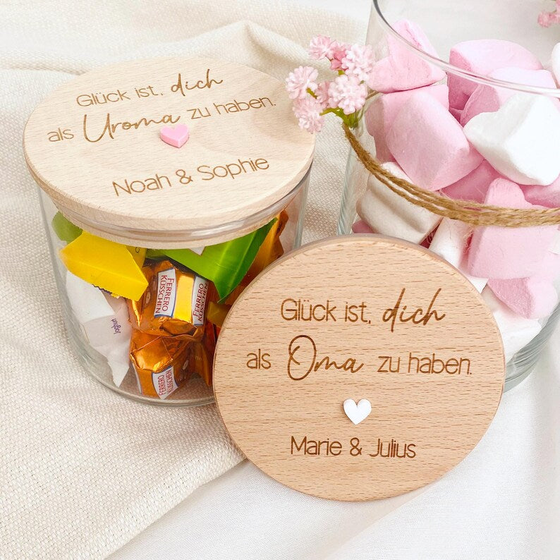 Geschenkglas Glück ist personalisiert