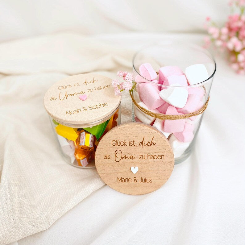 Geschenkglas Glück ist personalisiert