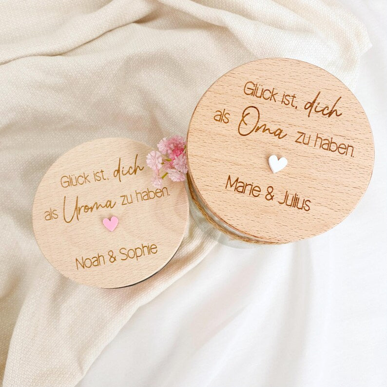 Geschenkglas Glück ist personalisiert
