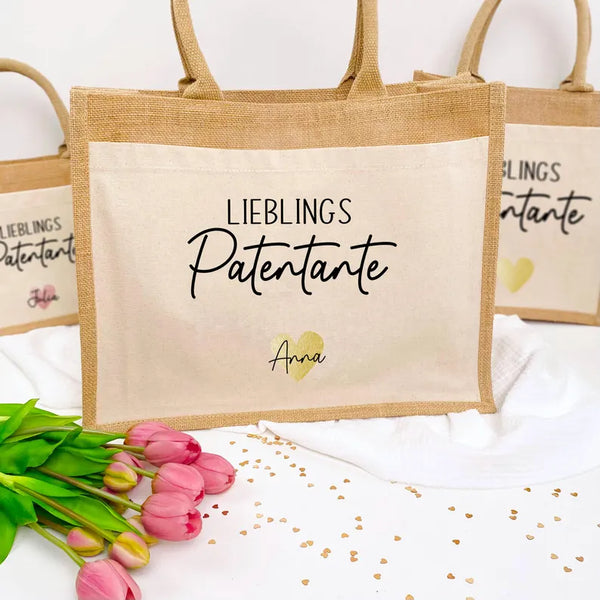 Tasche Patentante Jute/Baumwolle