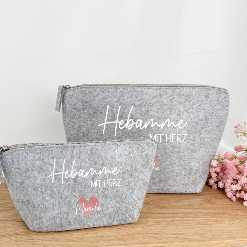 Filzmäppchen Hebamme mit Herz