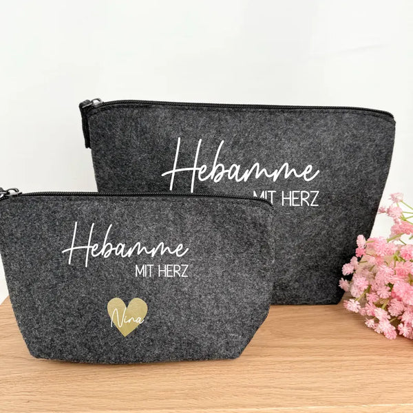 Filzmäppchen Hebamme mit Herz