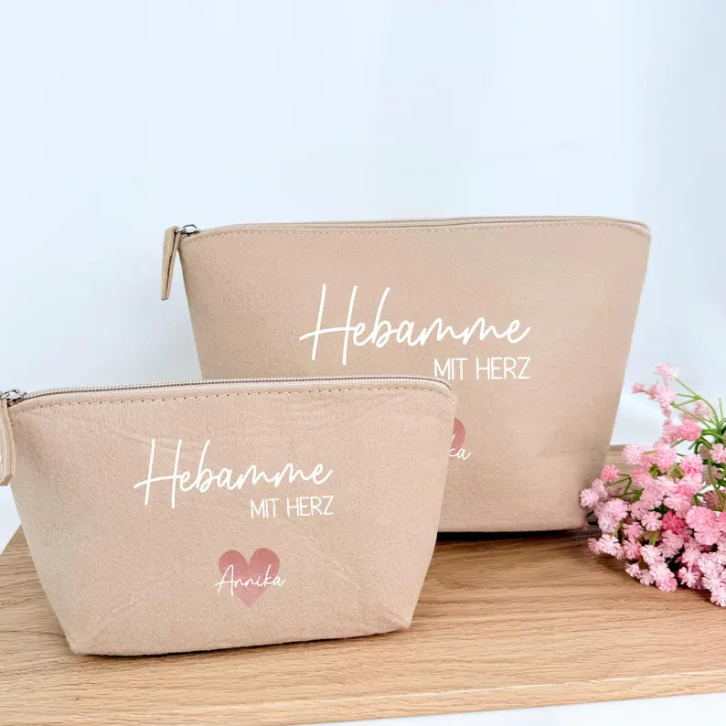 Filzmäppchen Hebamme mit Herz