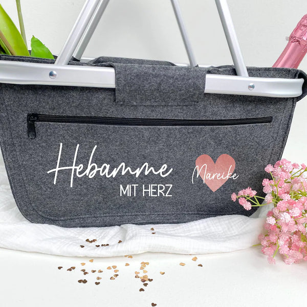 Einkaufskorb Hebamme mit Herz