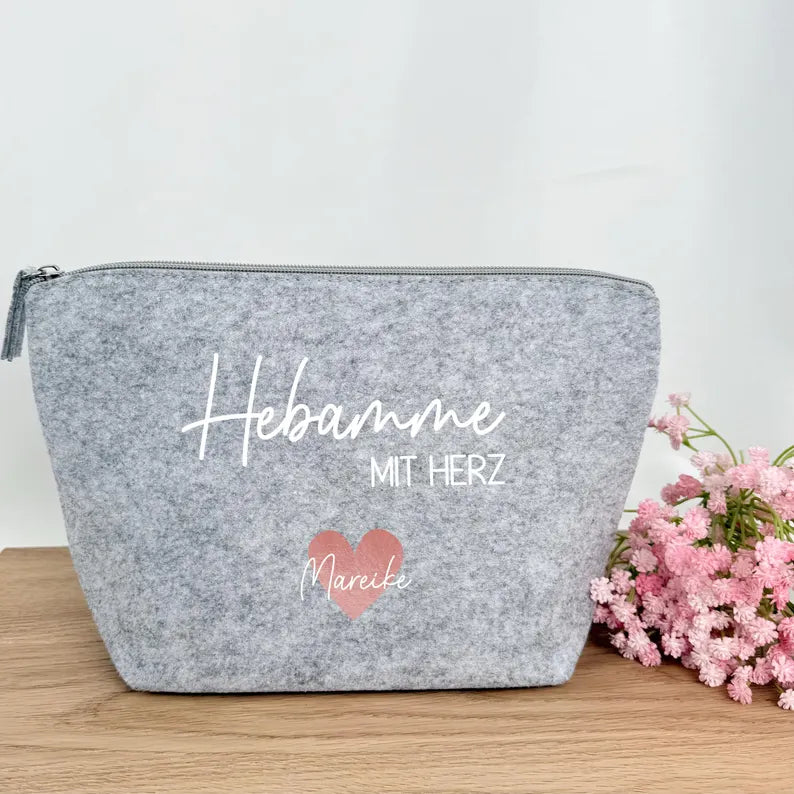 Filzmäppchen Hebamme mit Herz