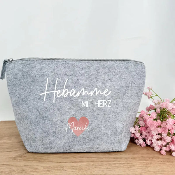 Filzmäppchen Hebamme mit Herz