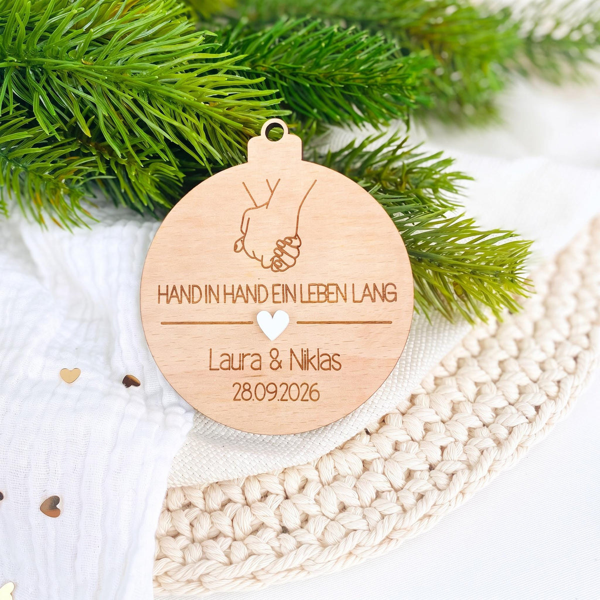 personalisierte Weihnachtskugel - Geschenk Hochzeit