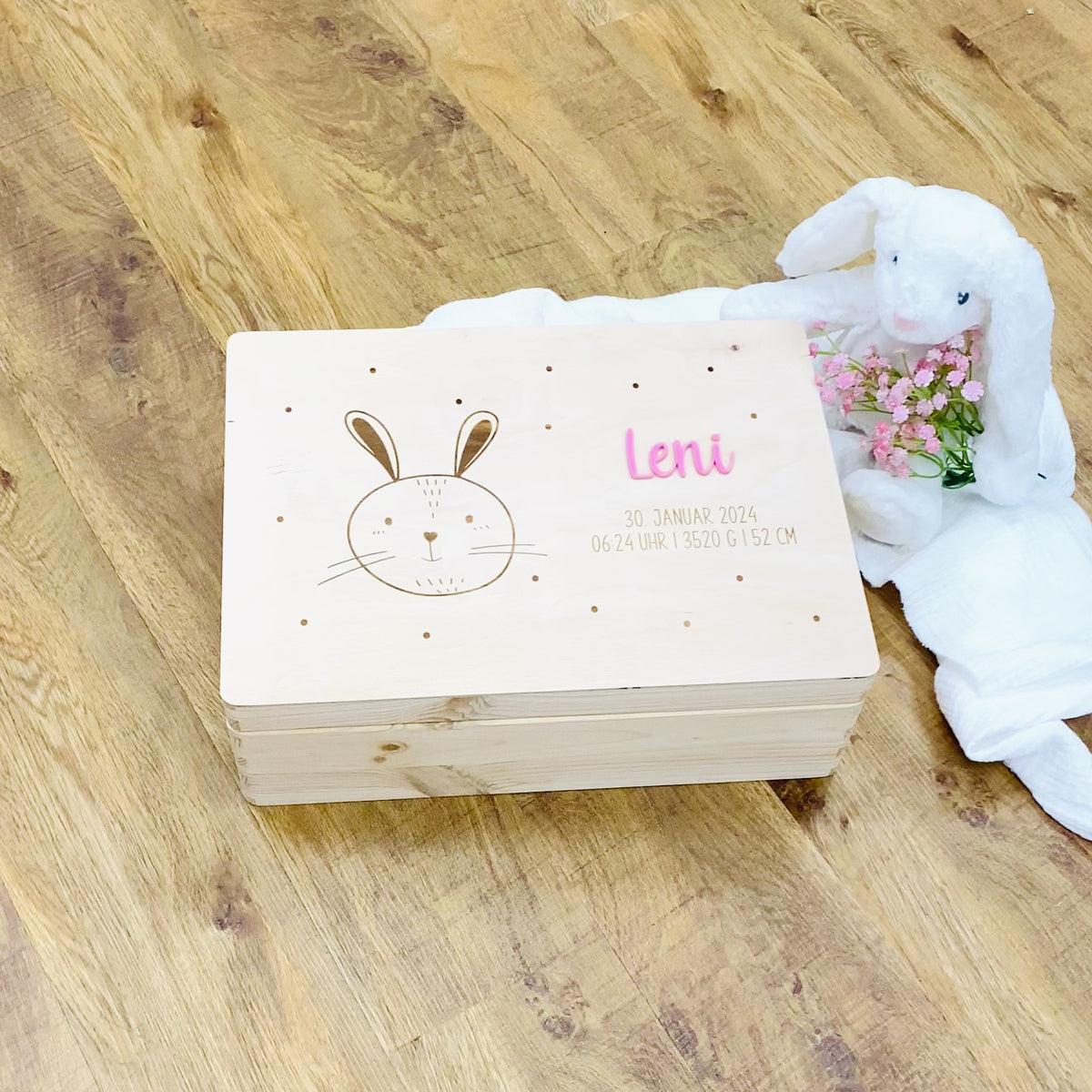 personalisierte Erinnerungsbox Baby - Hase