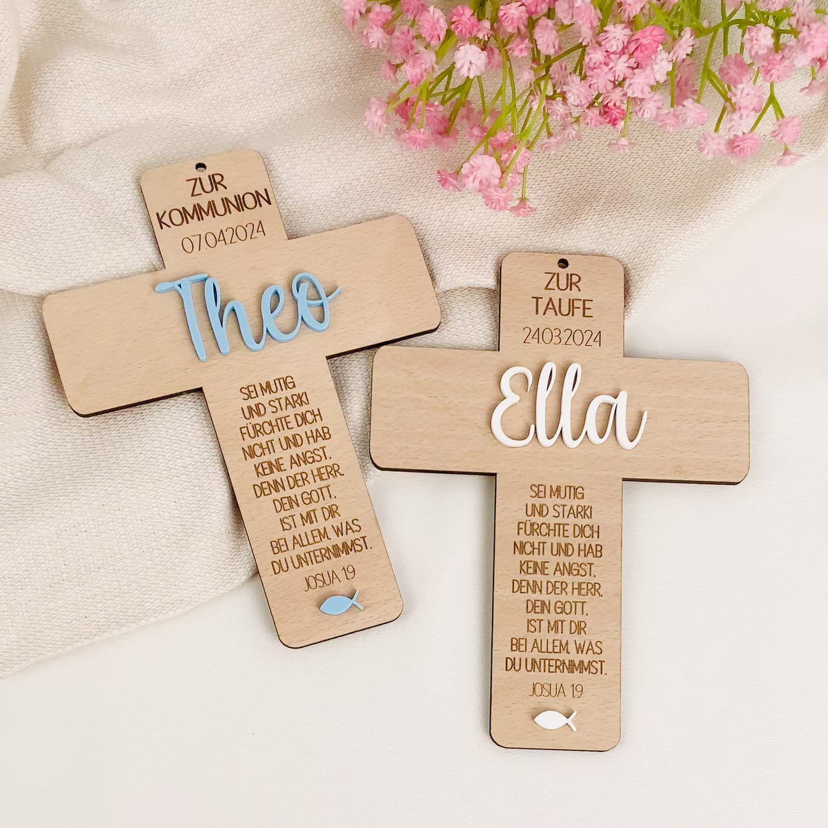 personalisiertes Kreuz Taufe / Kommunion