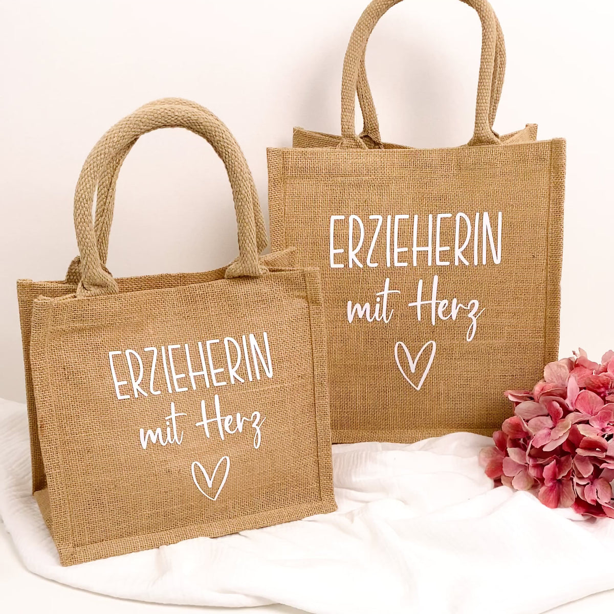 Tasche Erzieherin mit Herz Jute