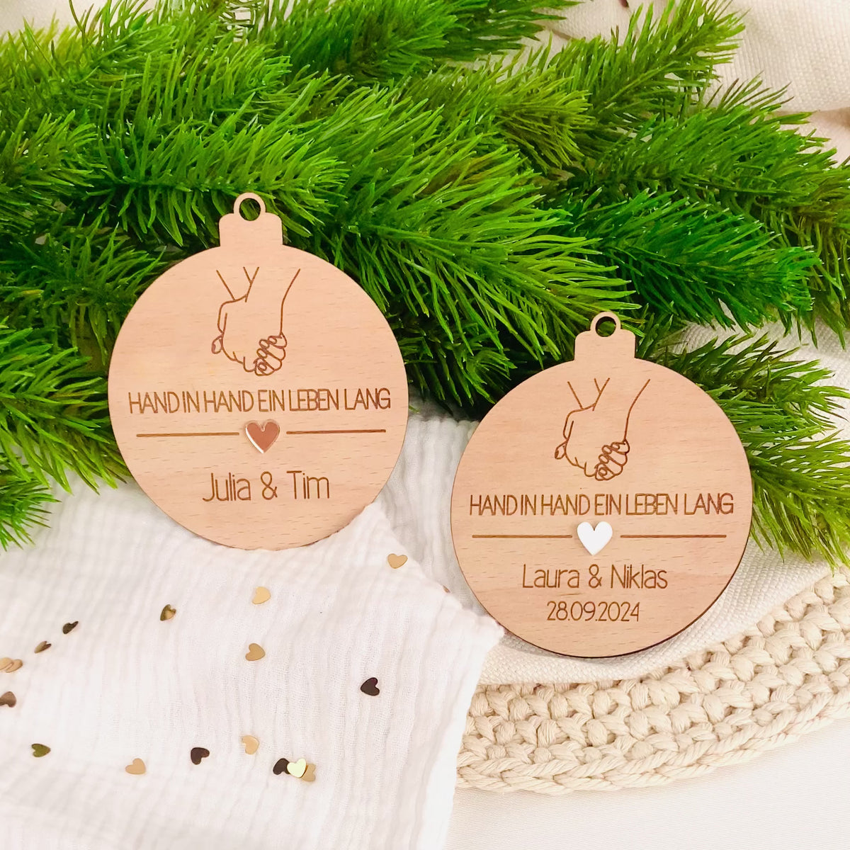 personalisierte Weihnachtskugel - Geschenk Hochzeit
