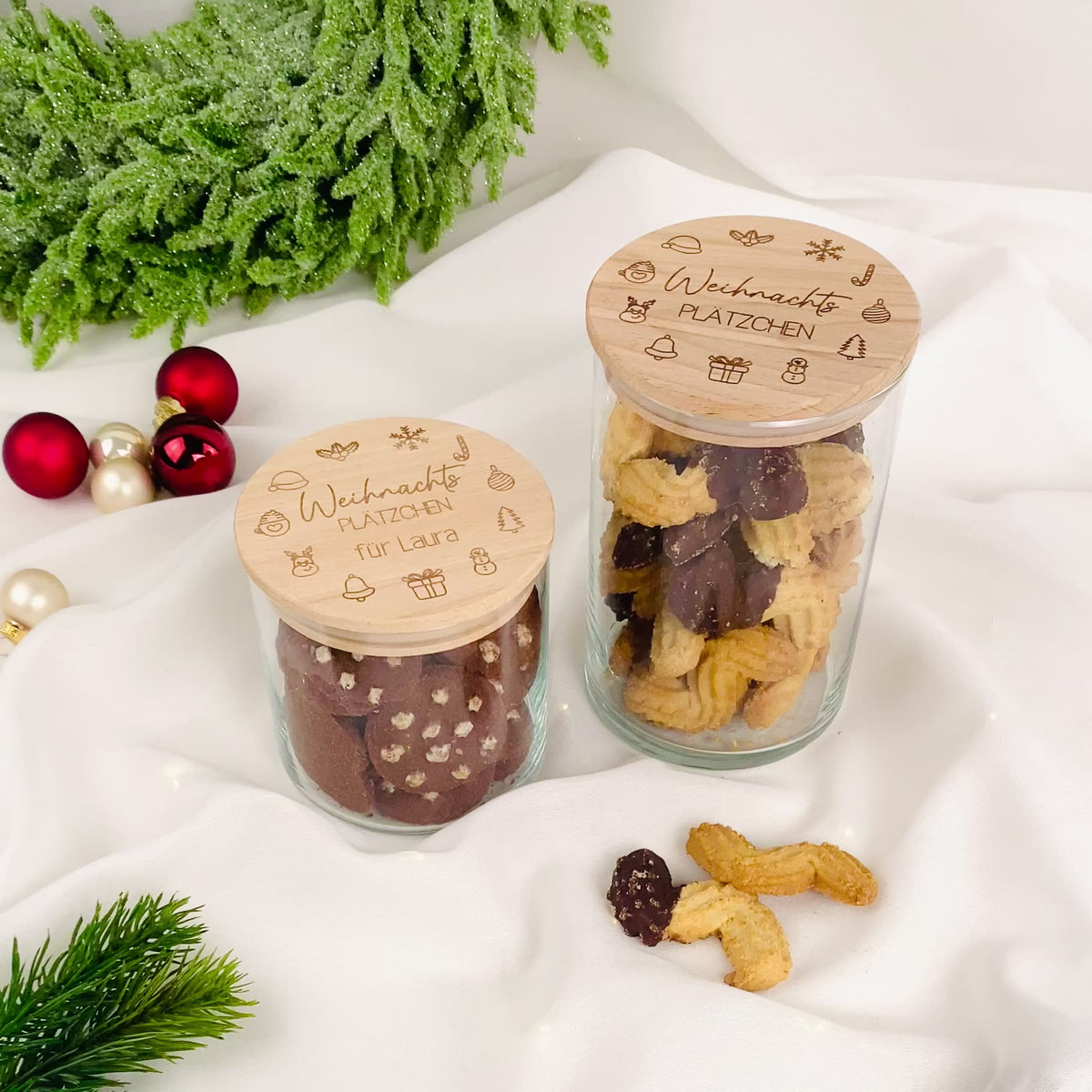 Geschenkglas Weihnachtsplätzchen mit Motiven