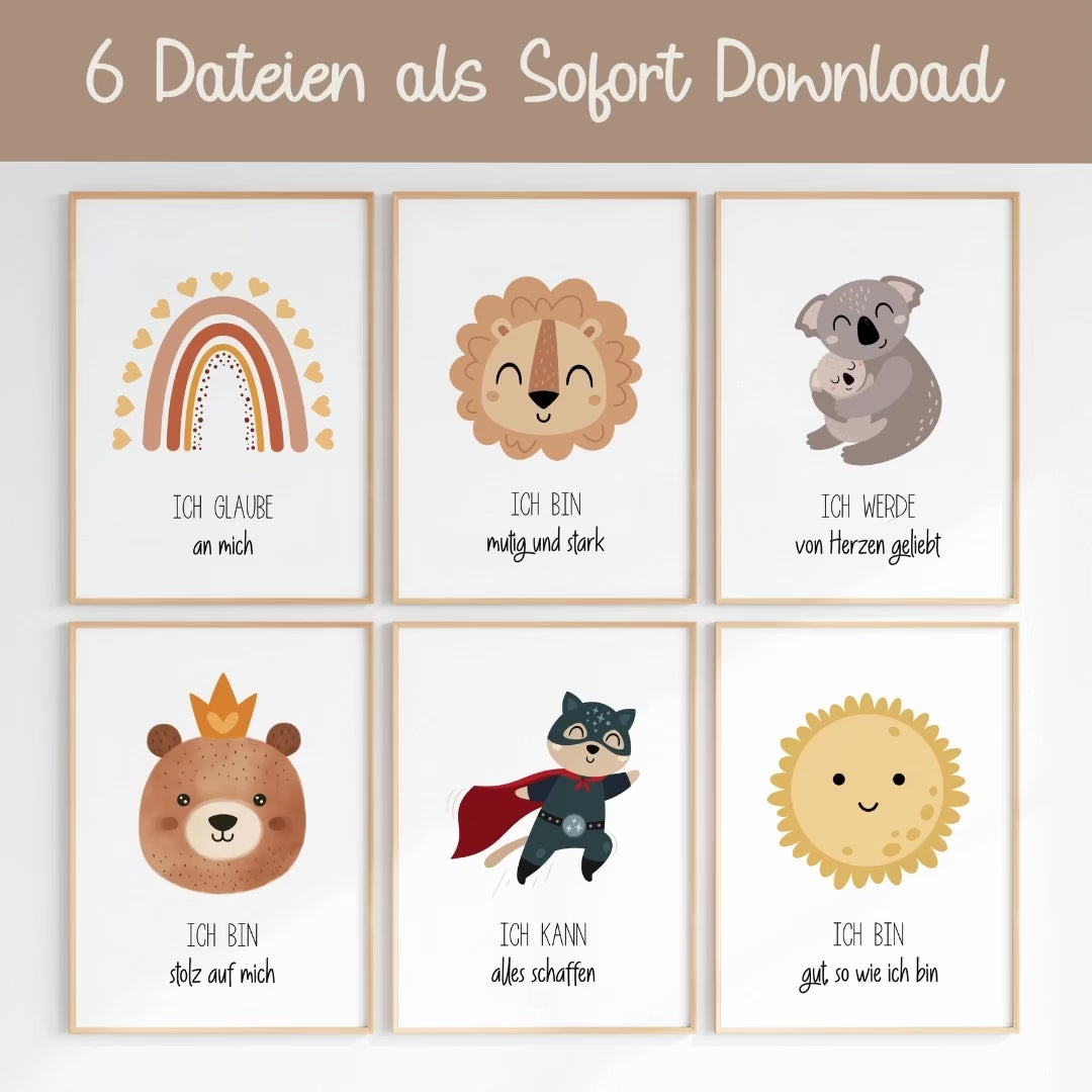 Poster Affirmationen 6er Set