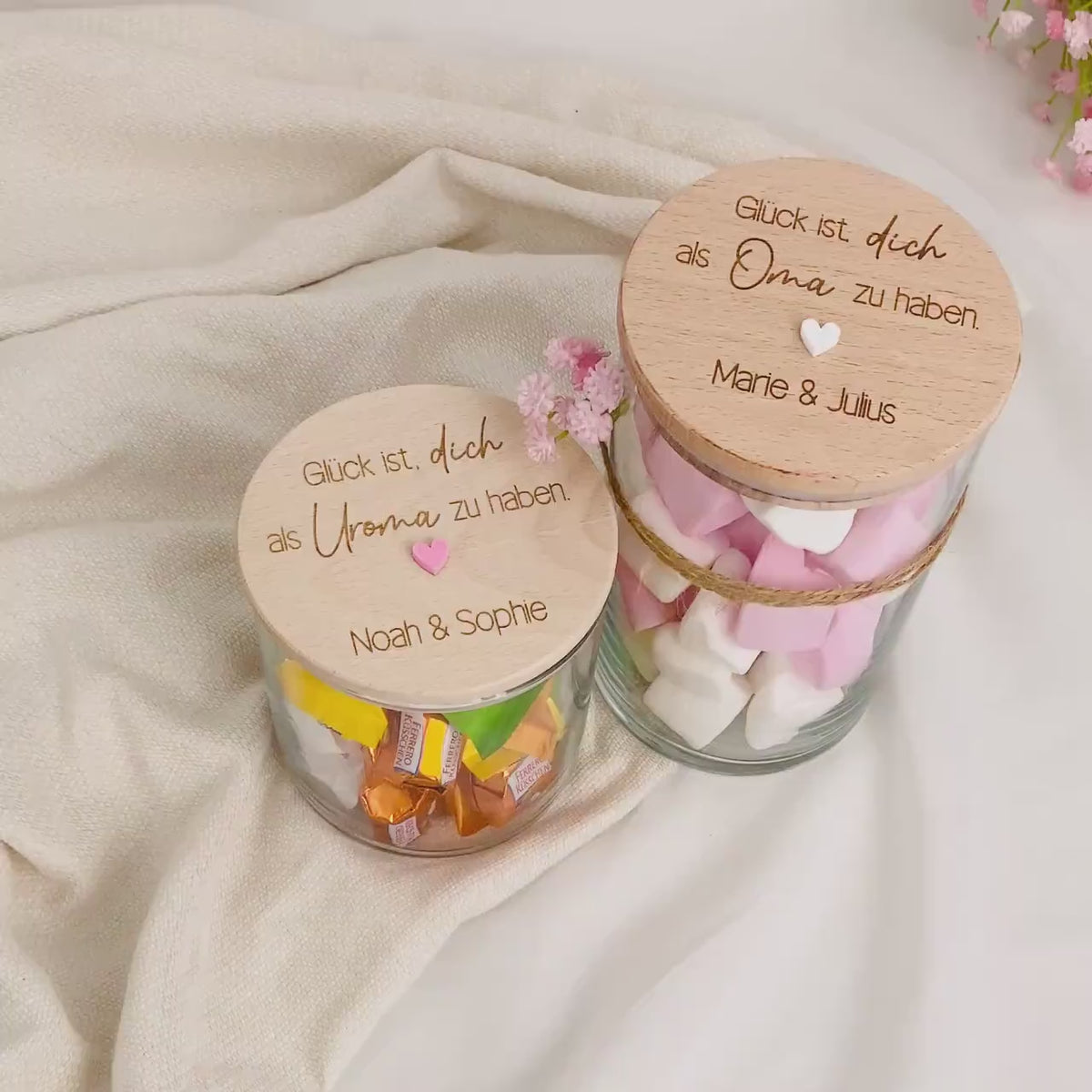 Geschenkglas Glück ist personalisiert
