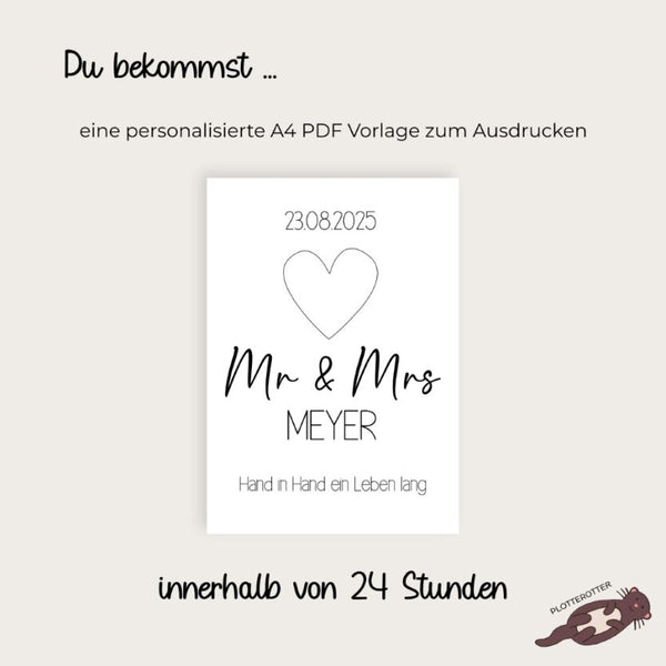 Poster Hochzeit Mr & Mrs