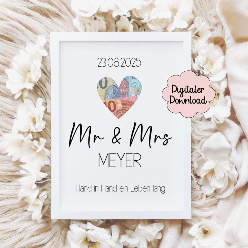 Poster Hochzeit Mr & Mrs