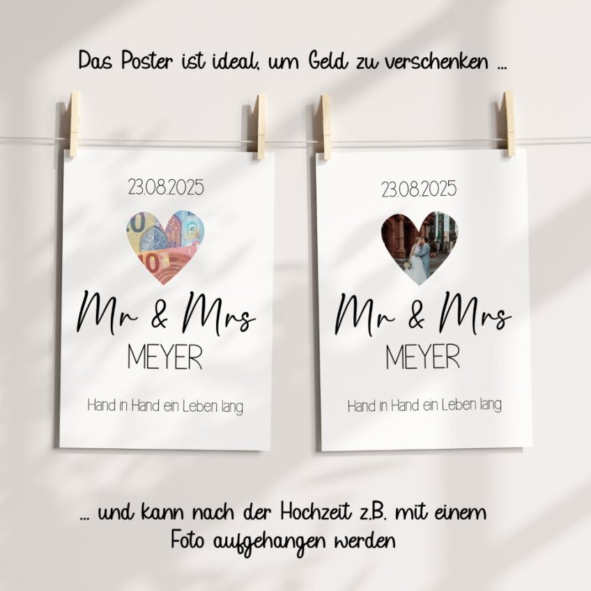Poster Hochzeit Mr & Mrs