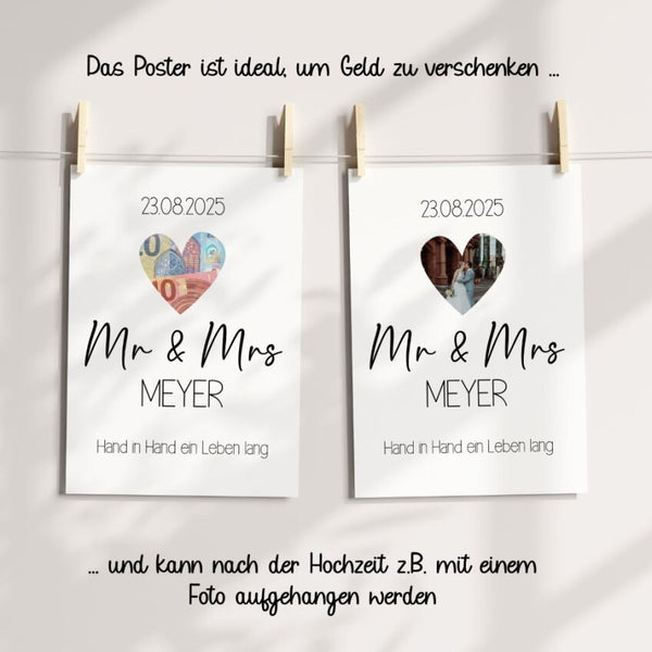 Poster Hochzeit Mr & Mrs