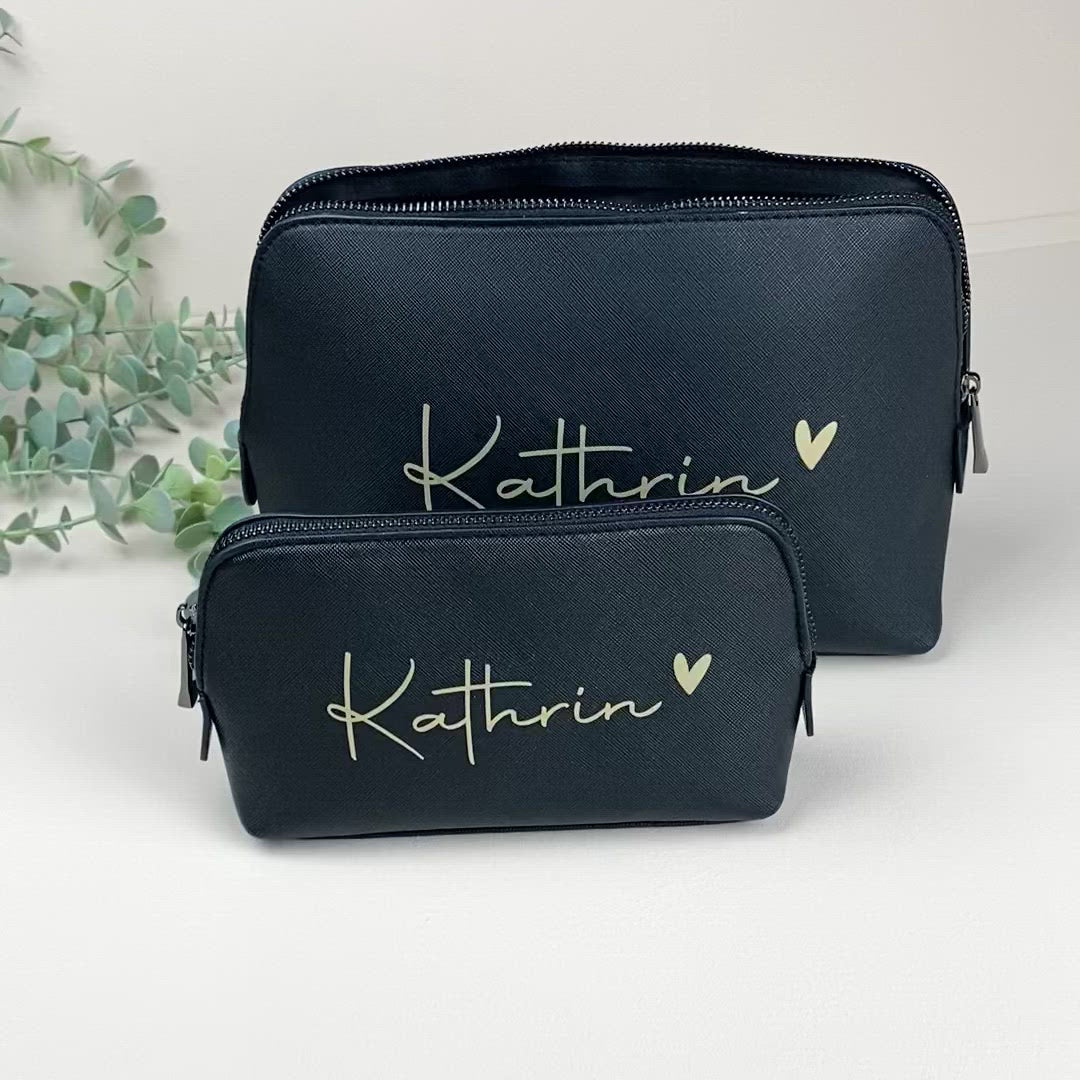 Kosmetiktasche mit Namen Kunstleder