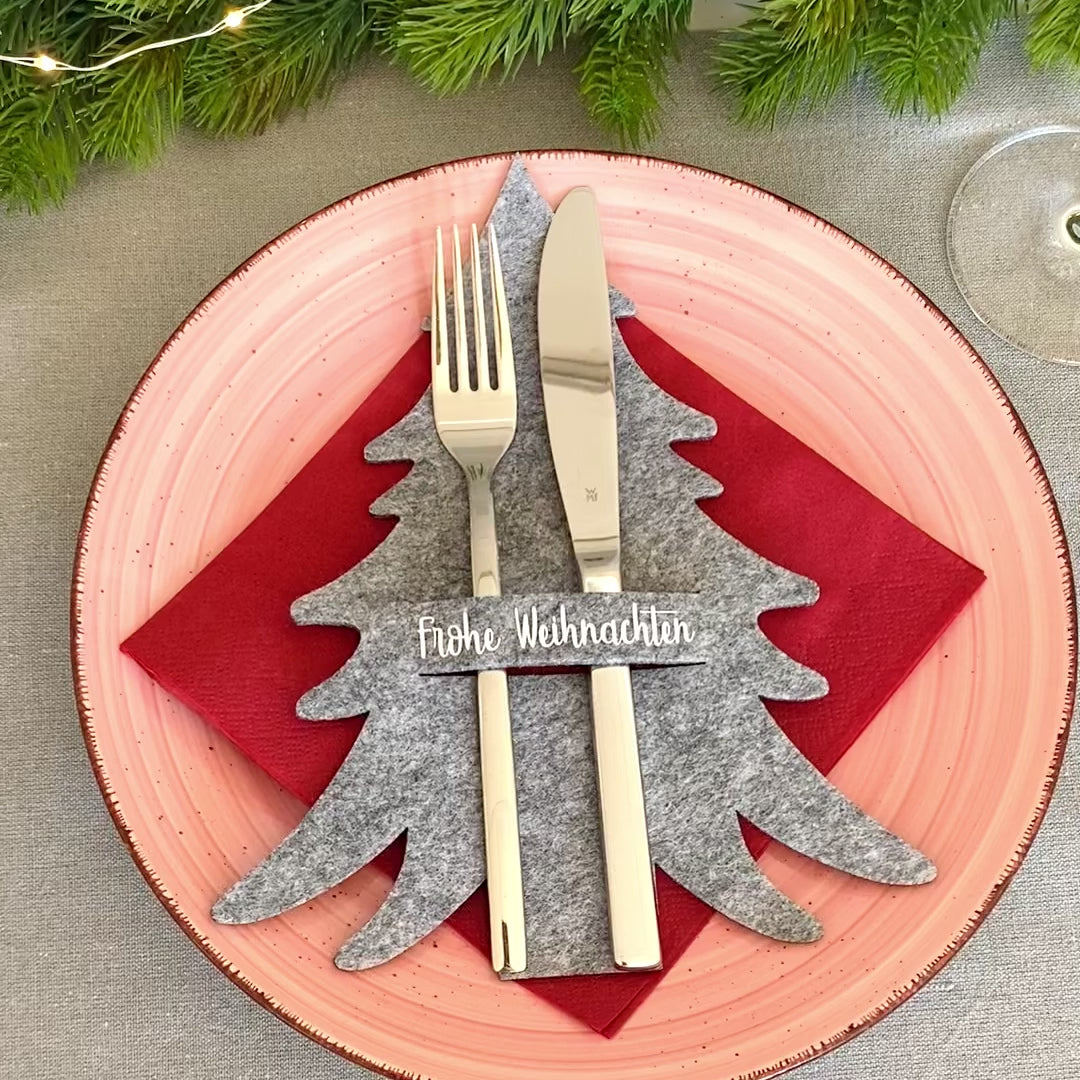 Bestecktasche Weihnachten - Besteckhalter Tischdeko aus Filz