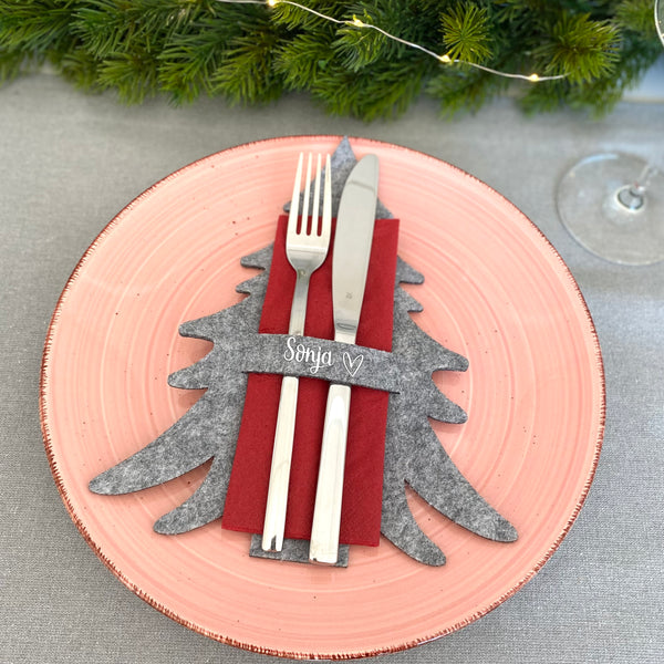 Bestecktasche Weihnachten - Besteckhalter Tischdeko aus Filz