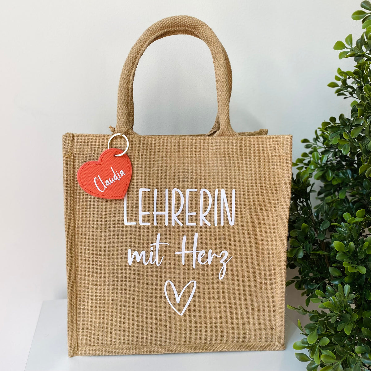 Tasche Lehrerin mit Herz Jute