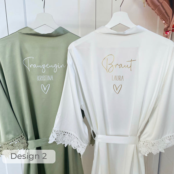Morgenmantel mit Spitze für Hochzeit oder JGA