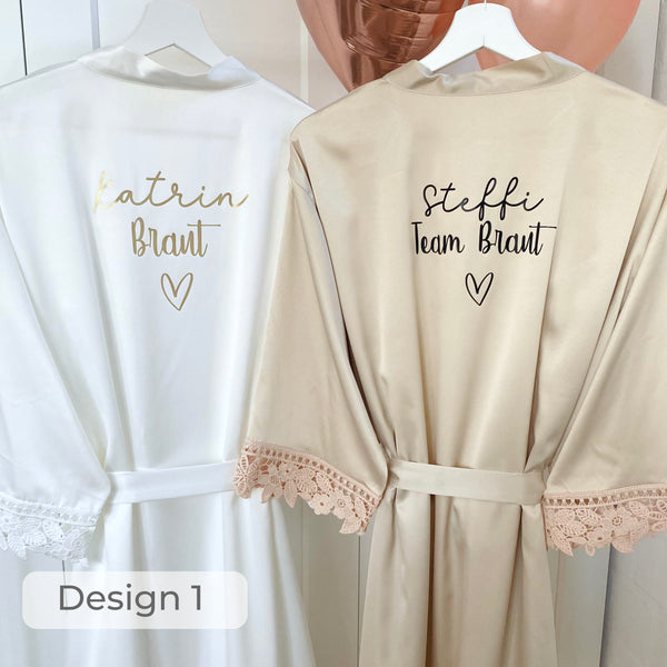 Morgenmantel mit Spitze für Hochzeit oder JGA