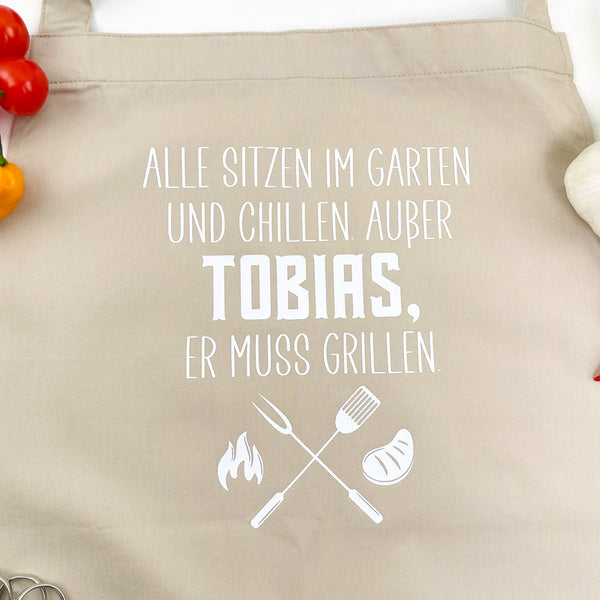 Schürze Herren Alle sitzen im Garten ...