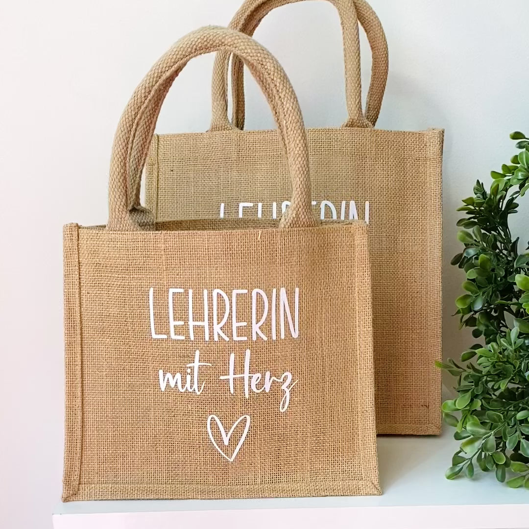 Tasche Lehrerin mit Herz Jute